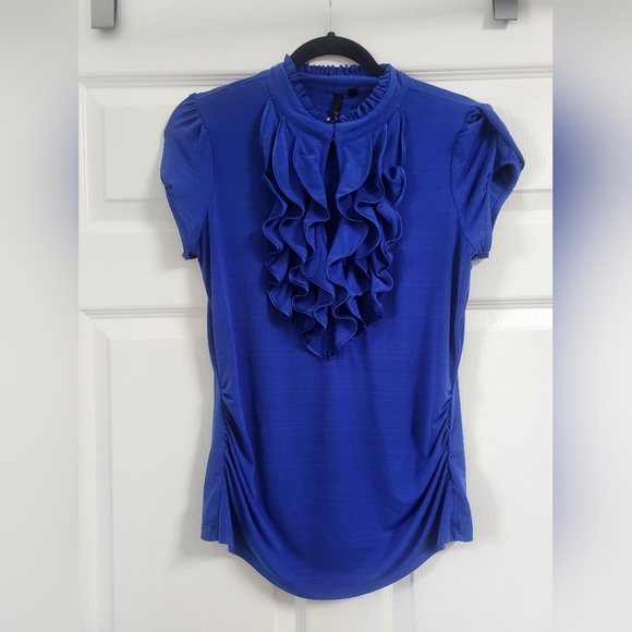 no Brand Tops - Elegant Blue Ruffled Women's Top Size L